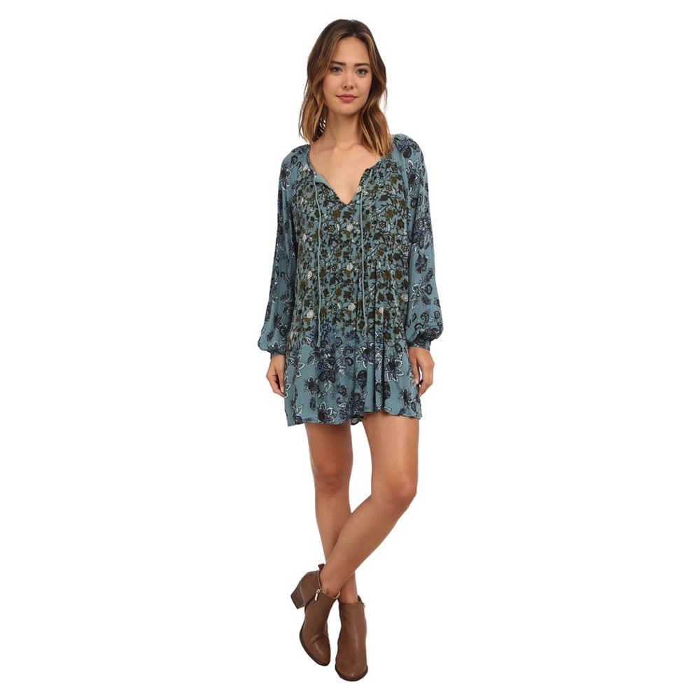 Free People Teal Floral Midi Dress
